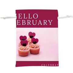 Hello February Text And Cupcakes Lightweight Drawstring Pouch (xl) by artworkshop