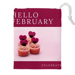 Hello February Text And Cupcakes Drawstring Pouch (4xl) by artworkshop