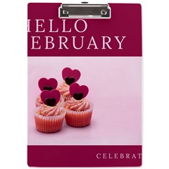 Hello February Text And Cupcakes A4 Acrylic Clipboard by artworkshop