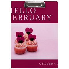 Hello February Text And Cupcakes A4 Acrylic Clipboard by artworkshop