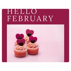 Hello February Text And Cupcakes One Side Premium Plush Fleece Blanket (medium) by artworkshop