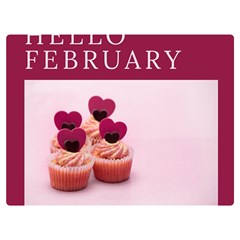 Hello February Text And Cupcakes Premium Plush Fleece Blanket (extra Small) by artworkshop