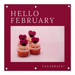 Hello February Text And Cupcakes Banner And Sign 3  X 3  by artworkshop