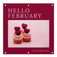 Hello February Text And Cupcakes Banner And Sign 4  X 4  by artworkshop