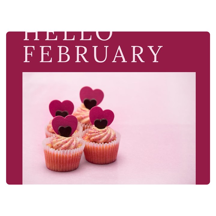 Hello february text and cupcakes Premium Plush Fleece Blanket (Extra Small)