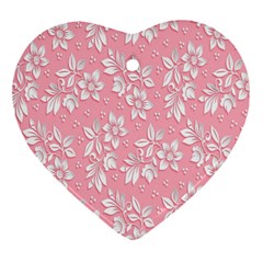 Texture With White Flowers Ornament (heart)