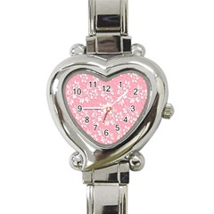 Texture With White Flowers Heart Italian Charm Watch