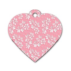 Texture With White Flowers Dog Tag Heart (One Side)