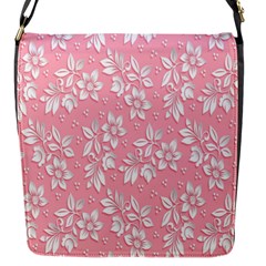 Texture With White Flowers Flap Closure Messenger Bag (s) by artworkshop