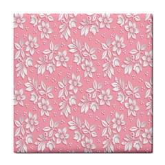 Texture With White Flowers Tile Coaster by artworkshop