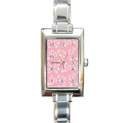 Texture With White Flowers Rectangle Italian Charm Watch by artworkshop