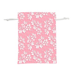 Texture With White Flowers Lightweight Drawstring Pouch (L)