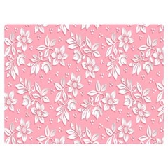 Texture With White Flowers One Side Premium Plush Fleece Blanket (Extra Small)