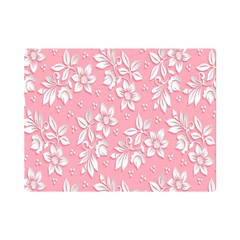 Texture With White Flowers One Side Premium Plush Fleece Blanket (mini)