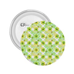 Bitesize Flowers Pearls And Donuts Yellow Green Check White 2 25  Buttons by Mazipoodles