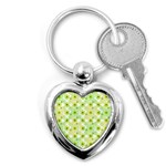 Bitesize Flowers Pearls And Donuts Yellow Green Check White Key Chain (Heart) Front