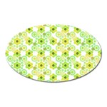 Bitesize Flowers Pearls And Donuts Yellow Green Check White Oval Magnet Front