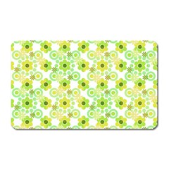 Bitesize Flowers Pearls And Donuts Yellow Green Check White Magnet (rectangular) by Mazipoodles