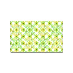 Bitesize Flowers Pearls And Donuts Yellow Green Check White Sticker Rectangular (10 Pack)