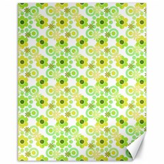 Bitesize Flowers Pearls And Donuts Yellow Green Check White Canvas 11  X 14  by Mazipoodles