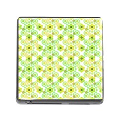 Bitesize Flowers Pearls And Donuts Yellow Green Check White Memory Card Reader (square 5 Slot) by Mazipoodles