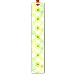 Bitesize Flowers Pearls And Donuts Yellow Green Check White Large Book Marks by Mazipoodles