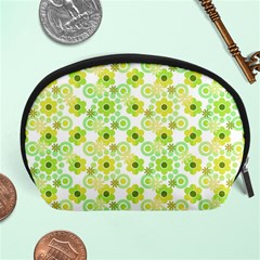 Bitesize Flowers Pearls And Donuts Yellow Green Check White Accessory Pouch (large) by Mazipoodles