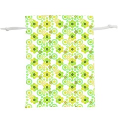 Bitesize Flowers Pearls And Donuts Yellow Green Check White Lightweight Drawstring Pouch (xl) by Mazipoodles