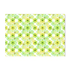 Bitesize Flowers Pearls And Donuts Yellow Green Check White Crystal Sticker (a4) by Mazipoodles