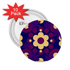 Flowers Pearls And Donuts Purple Burgundy Peach Navy 2 25  Buttons (10 Pack)  by Mazipoodles