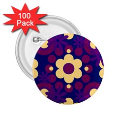 Flowers Pearls And Donuts Purple Burgundy Peach Navy 2 25  Buttons (100 Pack)  by Mazipoodles