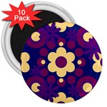 Flowers Pearls And Donuts Purple Burgundy Peach Navy 3  Magnets (10 pack)  Front