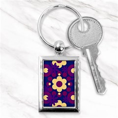 Flowers Pearls And Donuts Purple Burgundy Peach Navy Key Chain (rectangle) by Mazipoodles