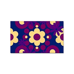 Flowers Pearls And Donuts Purple Burgundy Peach Navy Sticker (rectangular) by Mazipoodles