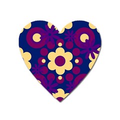 Flowers Pearls And Donuts Purple Burgundy Peach Navy Heart Magnet by Mazipoodles