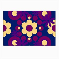 Flowers Pearls And Donuts Purple Burgundy Peach Navy Postcard 4 x 6  (pkg Of 10) by Mazipoodles