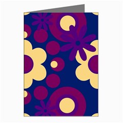 Flowers Pearls And Donuts Purple Burgundy Peach Navy Greeting Cards (pkg Of 8) by Mazipoodles