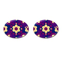 Flowers Pearls And Donuts Purple Burgundy Peach Navy Cufflinks (Oval)