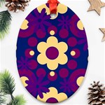 Flowers Pearls And Donuts Purple Burgundy Peach Navy Oval Ornament (Two Sides) Front