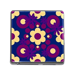 Flowers Pearls And Donuts Purple Burgundy Peach Navy Memory Card Reader (square 5 Slot) by Mazipoodles