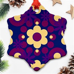 Flowers Pearls And Donuts Purple Burgundy Peach Navy Ornament (snowflake)