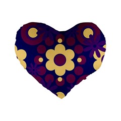 Flowers Pearls And Donuts Purple Burgundy Peach Navy Standard 16  Premium Heart Shape Cushions