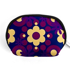 Flowers Pearls And Donuts Purple Burgundy Peach Navy Accessory Pouch (medium) by Mazipoodles