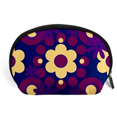 Flowers Pearls And Donuts Purple Burgundy Peach Navy Accessory Pouch (large) by Mazipoodles