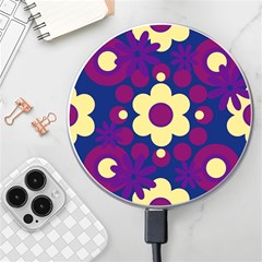 Flowers Pearls And Donuts Purple Burgundy Peach Navy Wireless Charger by Mazipoodles