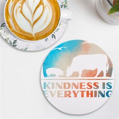 Vegan Animal Lover T- Shirt Kindness Is Everything Vegan Animal Lover T- Shirt Uv Print Round Tile Coaster by maxcute