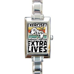 Video Gamer T- Shirt Exercise I Thought You Said Extra Lives - Gamer T- Shirt Rectangle Italian Charm Watch by maxcute