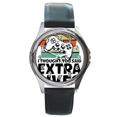 Video Gamer T- Shirt Exercise I Thought You Said Extra Lives - Gamer T- Shirt Round Metal Watch by maxcute