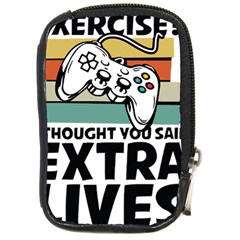 Video Gamer T- Shirt Exercise I Thought You Said Extra Lives - Gamer T- Shirt Compact Camera Leather Case by maxcute