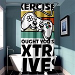 Video Gamer T- Shirt Exercise I Thought You Said Extra Lives - Gamer T- Shirt Shower Curtain 36  x 72  (Stall)  Curtain(36 X72 ) - 33.26 x66.24  Curtain(36 X72 )